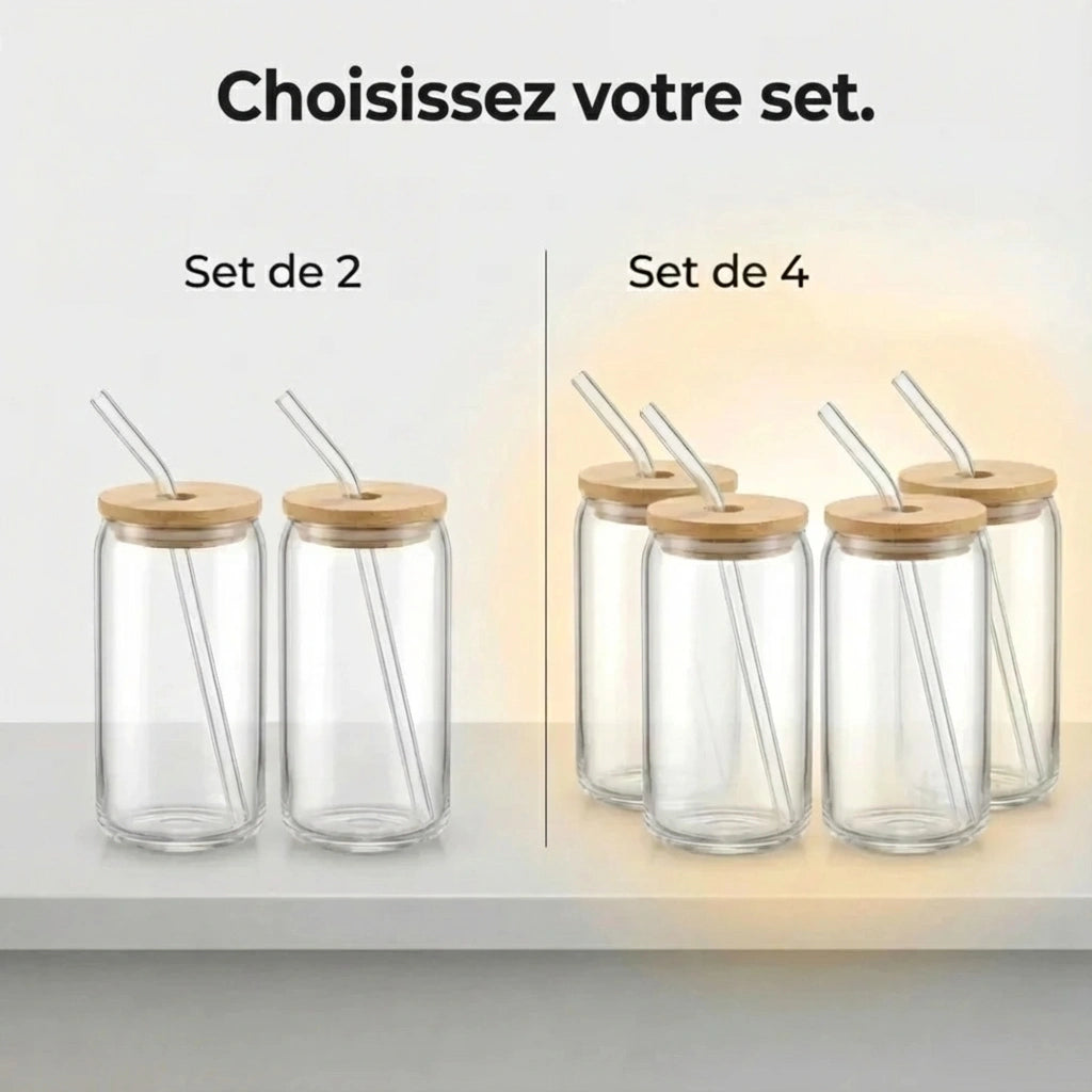 Set de verres haut de gamme en verre et bambou