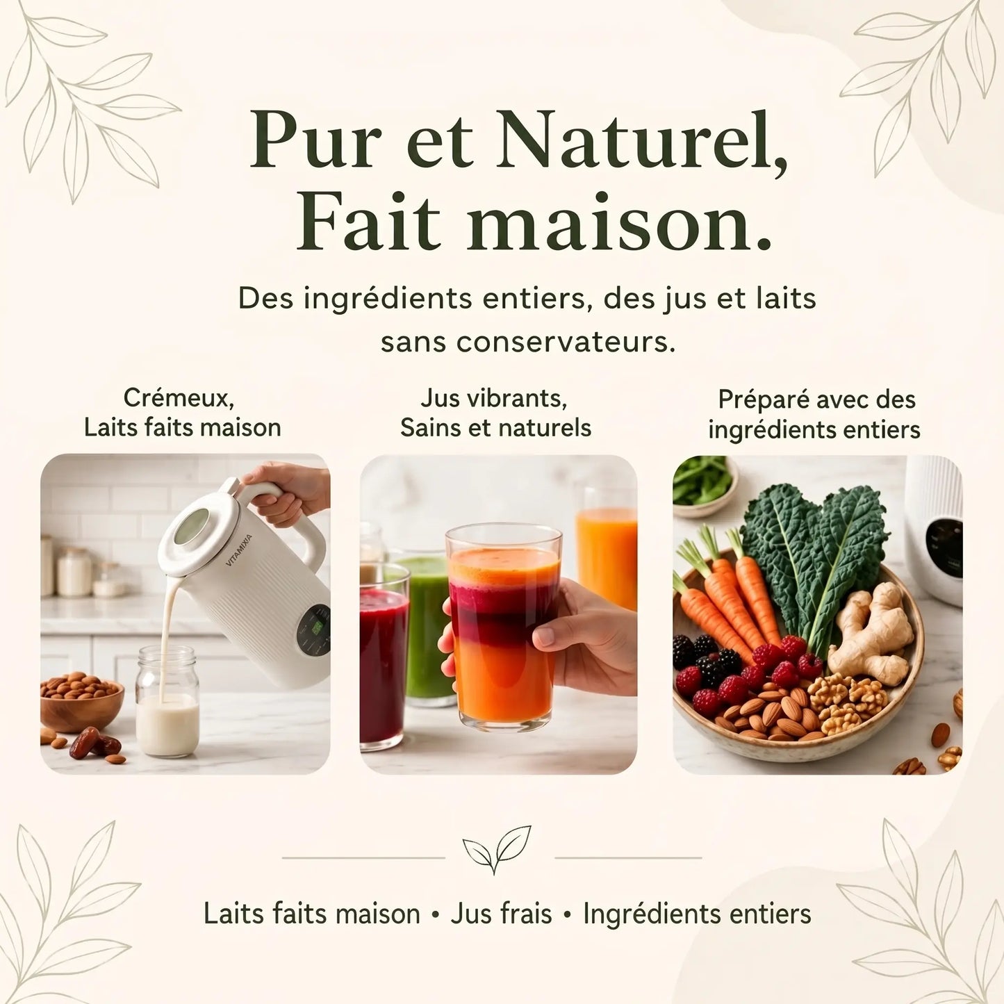 VitaMixia - Multifonction 8-en-1 Pour Préparer Du Lait Végétal , Des Jus & Bien Plus .