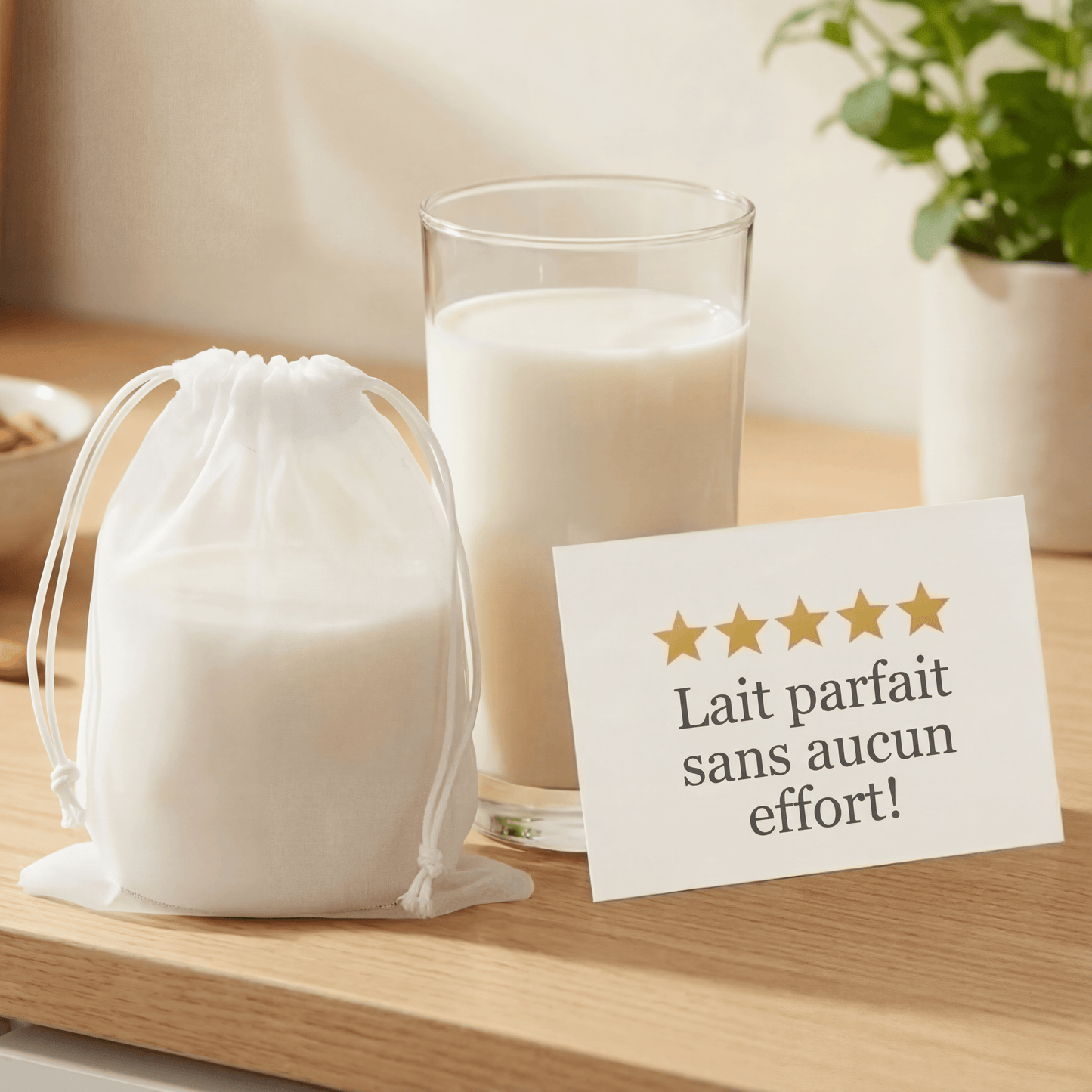 Set de sacs filtrants haut de gamme en tissu naturel (lavables et réutilisables)