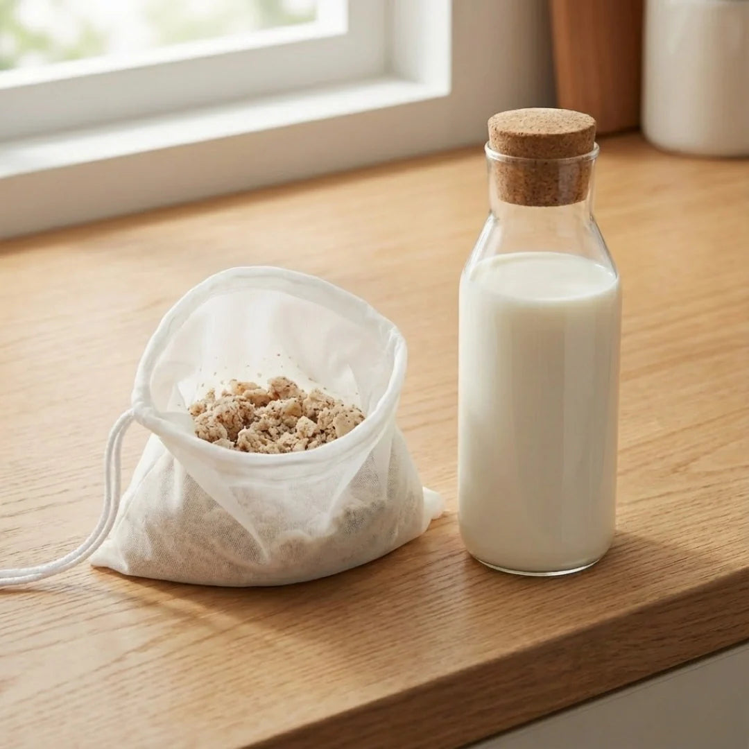 Set de sacs filtrants haut de gamme en tissu naturel (lavables et réutilisables)