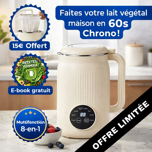 VitaMixia - Transformez 30 centimes d'amandes en 1L de lait onctueux. En 3 minutes.