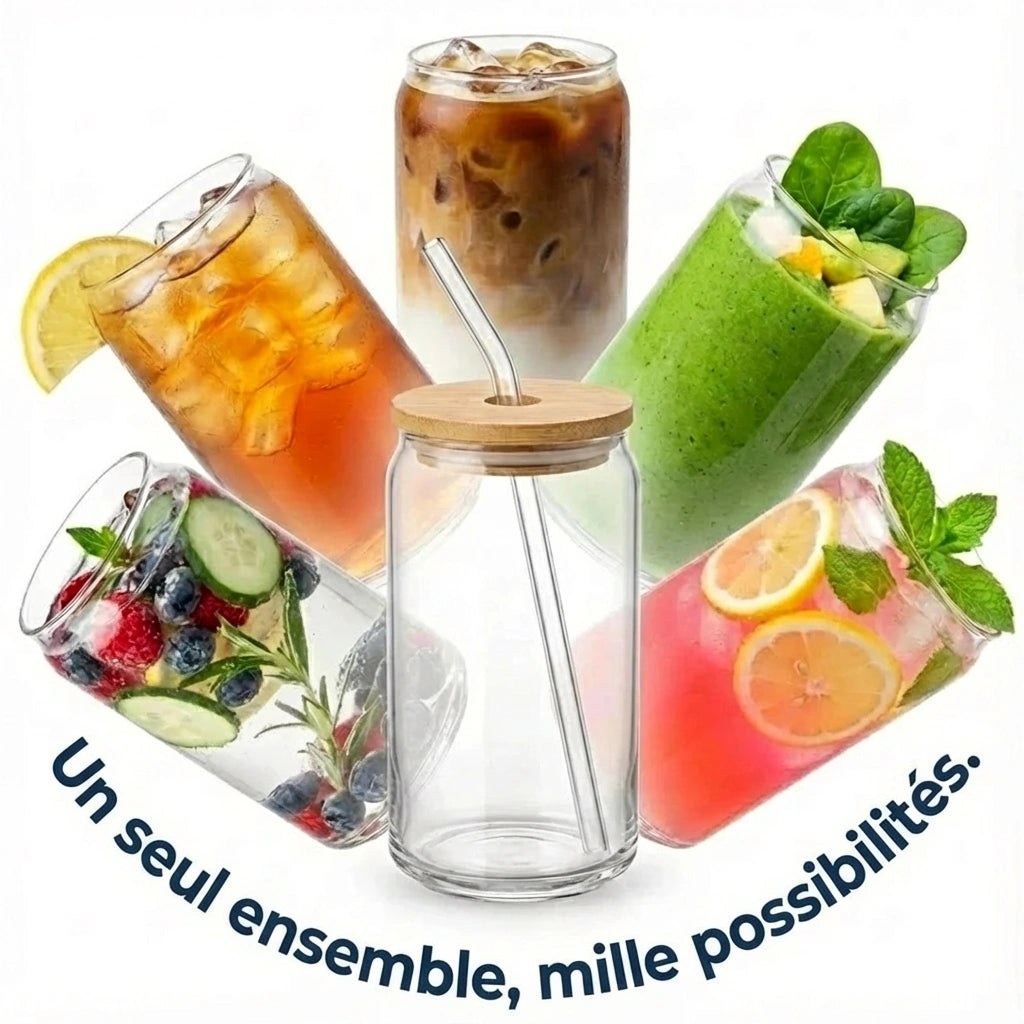 Set de verres haut de gamme en verre et bambou