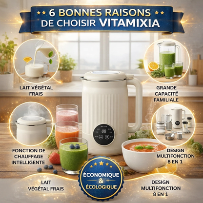 VitaMixia - Transformez 30 centimes d'amandes en 1L de lait onctueux. En 3 minutes.