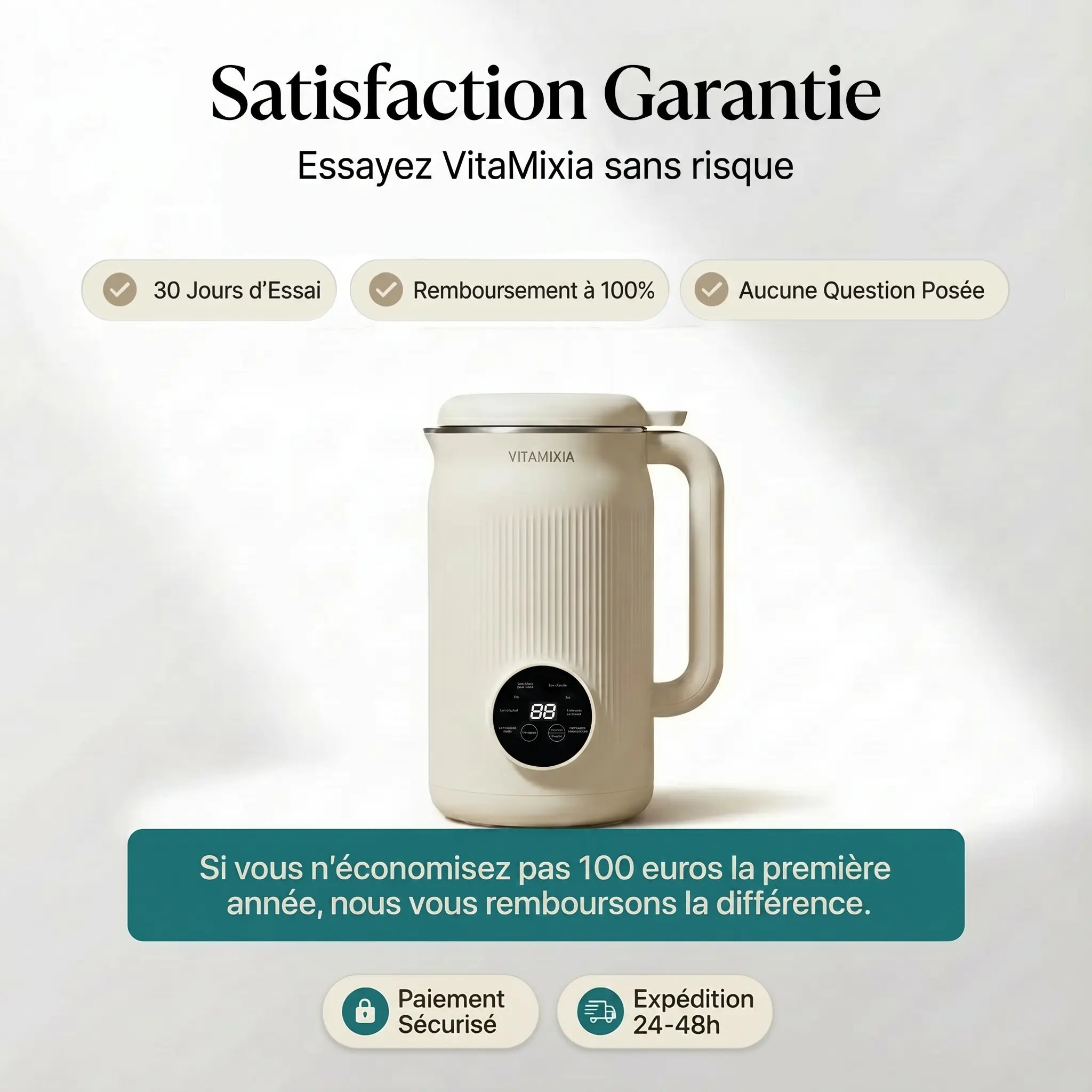 VitaMixia -- Multifonctions 8-en-1 , Préparer Du Lait Végétal , Des Jus & Bien Plus)