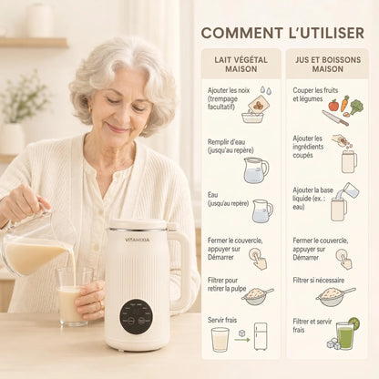VitaMixia - Multifonction 8-en-1 Pour Préparer Du Lait Végétal , Des Jus & Bien Plus .