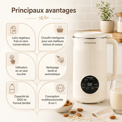 VitaMixia - Multifonction 8-en-1 Pour Préparer Du Lait Végétal , Des Jus & Bien Plus .