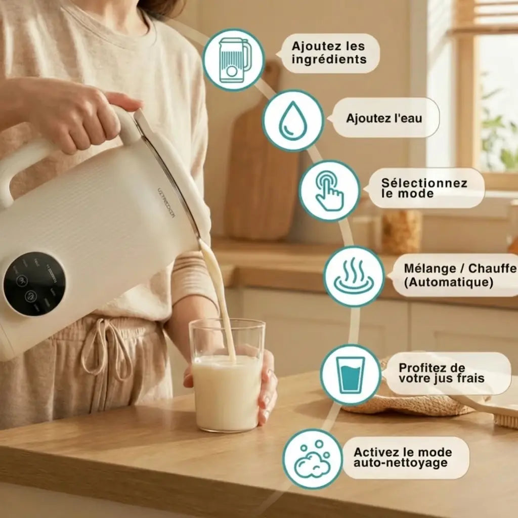 VitaMixia - Multifonction 8-en-1 Pour Préparer Du Lait Végétal , Des Jus & Bien Plus