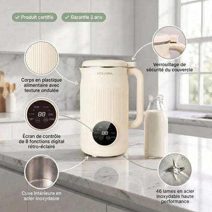 VitaMixia - Multifonction 8-en-1 Pour Préparer Du Lait Végétal , Des Jus & Bien Plus .
