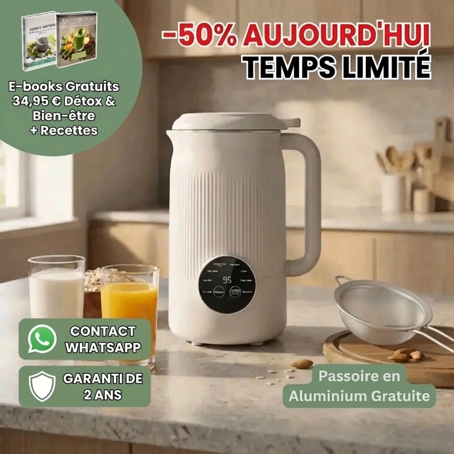 VitaMixia - Multifonction 8-en-1 Pour Préparer Du Lait Végétal , Des Jus & Bien Plus...